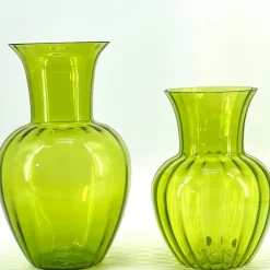 Vaso di vetro di Murano verde acido Rigadin #1