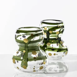 Vaso di vetro Gran Bulbo Mini Oro e Verde