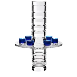 Vaso Downtown in cristallo con 6 portacandele blu