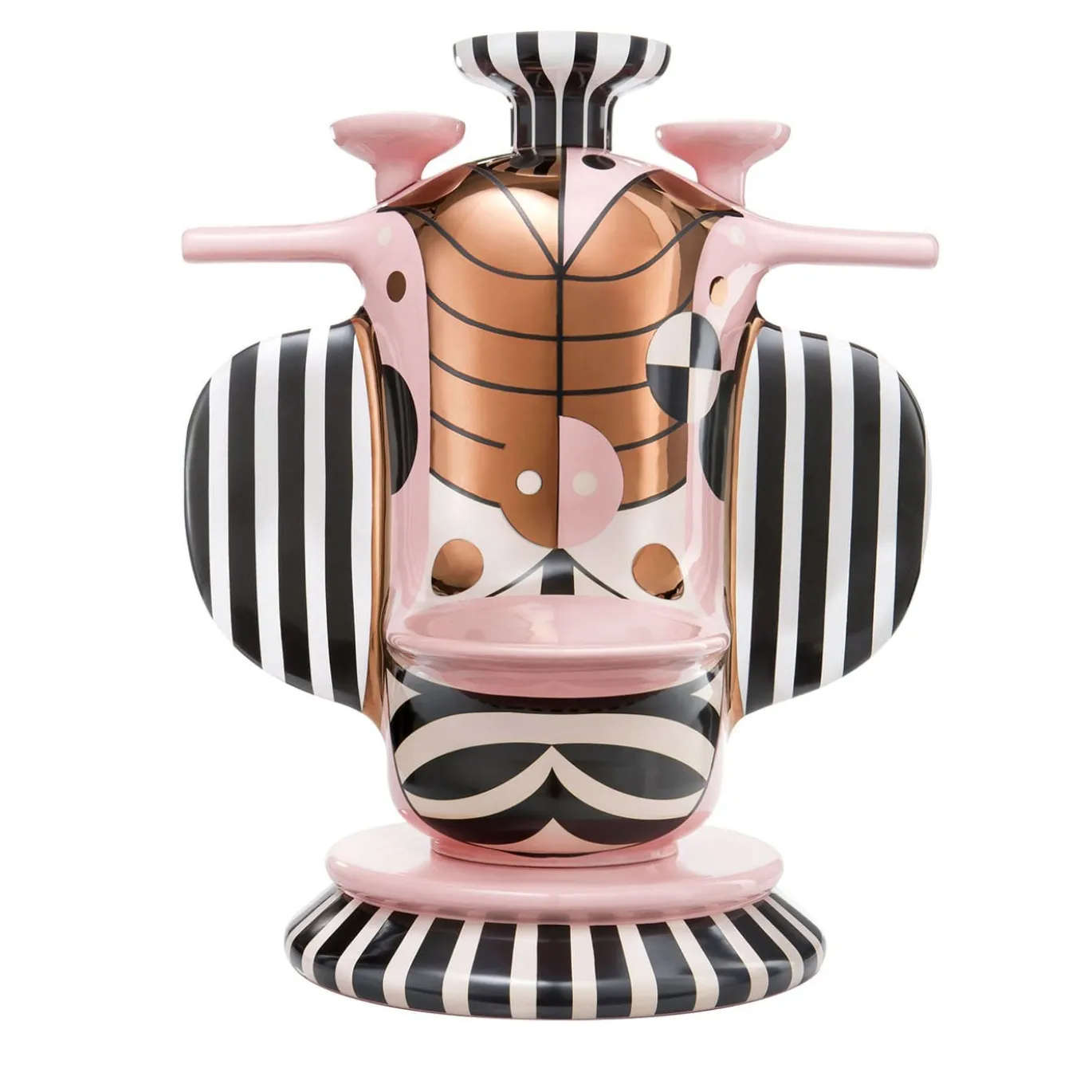 Vaso Duck Elephant in ceramica rosa e nera con dettagli in rame di Jaime Hayon