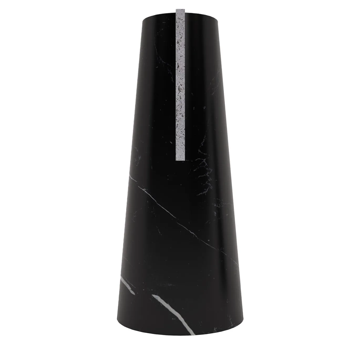 Vaso Elara in marquina nera e travertino