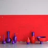 Vaso Energia Cinetica in ceramica viola fluo e nero intenso