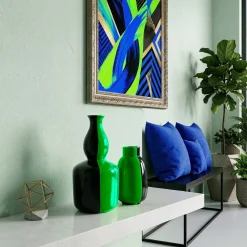 Vaso Essenza Velocità in ceramica verde fluo e nero intenso