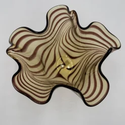 Vaso Fazzoletto in vetro di Murano marrone e ambra