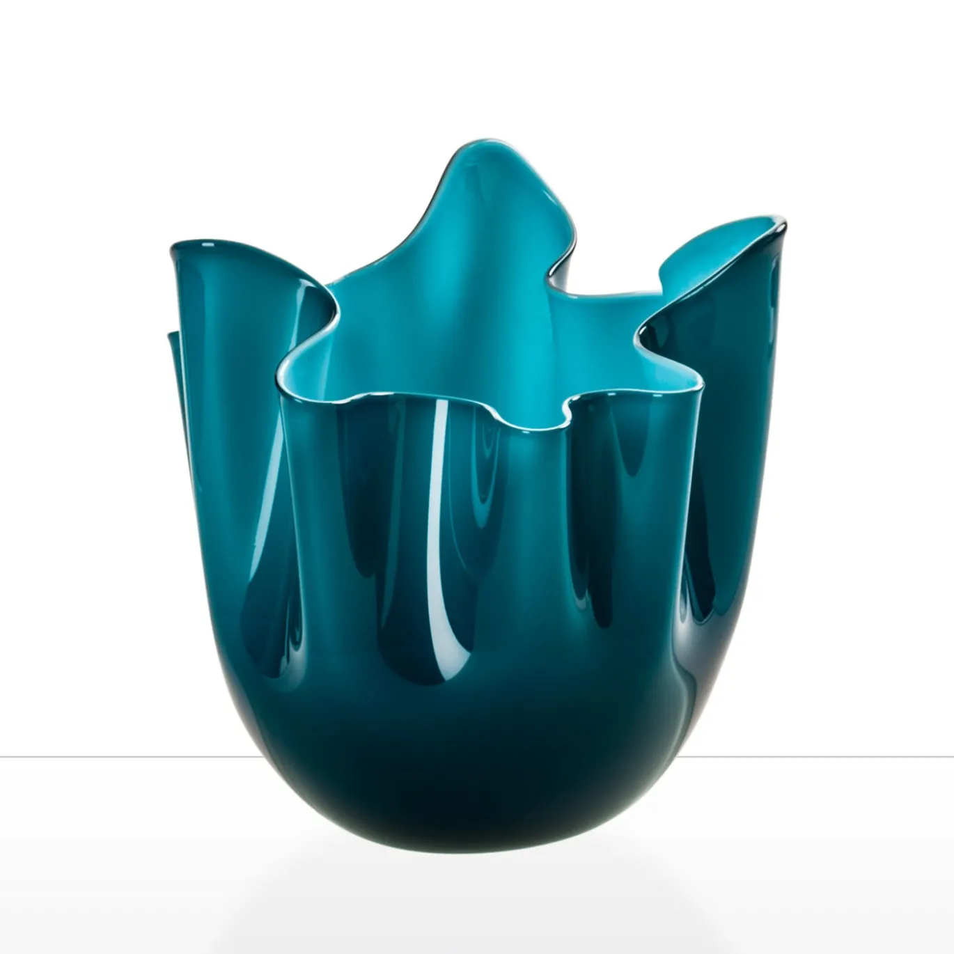 Vaso Fazzoletto Opalini in Vetro Blu Cerulean di Fulvio Bianconi