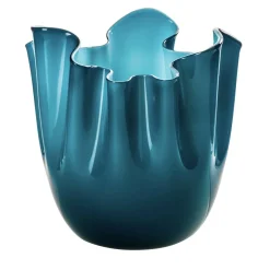 Vaso Fazzoletto Opalini in Vetro Blu Cerulean di Fulvio Bianconi