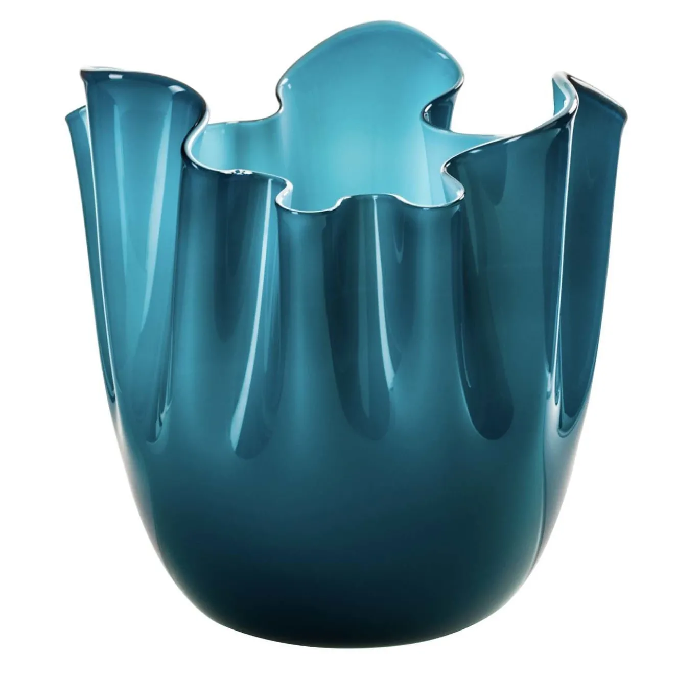 Vaso Fazzoletto Opalini in Vetro Blu Cerulean di Fulvio Bianconi