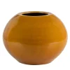 Vaso geometrico sfera in ceramica color miele