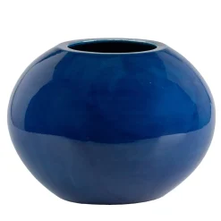 Vaso Geometrico Sfera in Ceramica Blu Antico