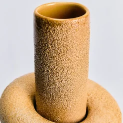 Vaso Giove grande in ceramica smaltata gialla