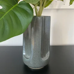 Vaso Giuseppe Cenere in ceramica smaltata grigio lucido