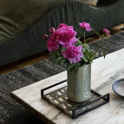 Vaso Giuseppe Turquesa in ceramica smaltata blu opaco