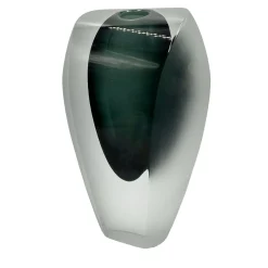 Vaso grande a doppio effetto trasparente e grigio