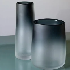Vaso grande Cilindro - Satinato - Cristallo/Blu