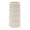 Vaso grande in gres bianco con motivo a foglie Anne