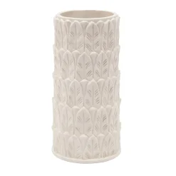 Vaso grande in gres bianco con motivo a foglie Anne