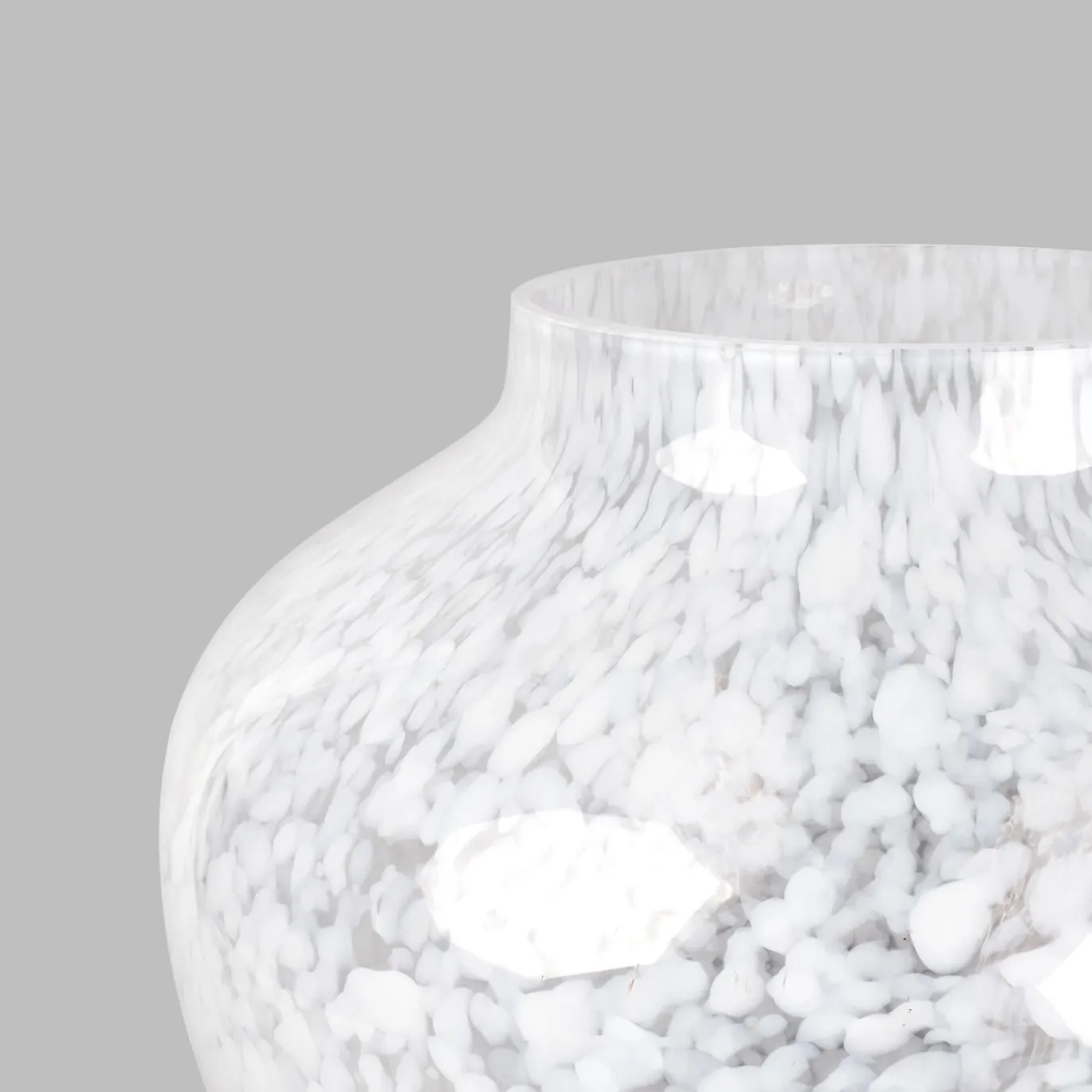 Vaso Grande in Vetro di Murano Bianco Opaline Olla