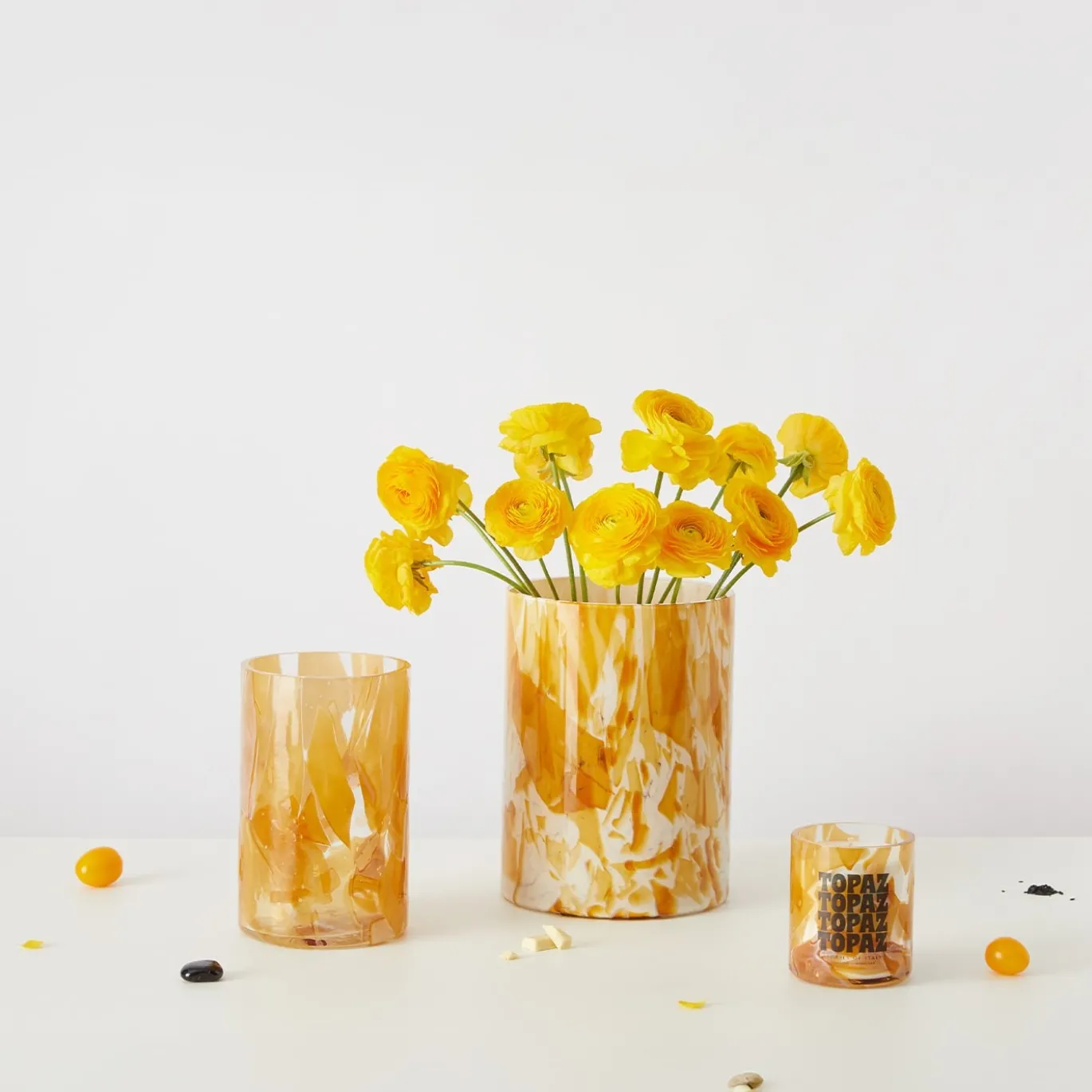 Vaso Grande in Vetro di Murano Karkadè con Tecnica Nougat