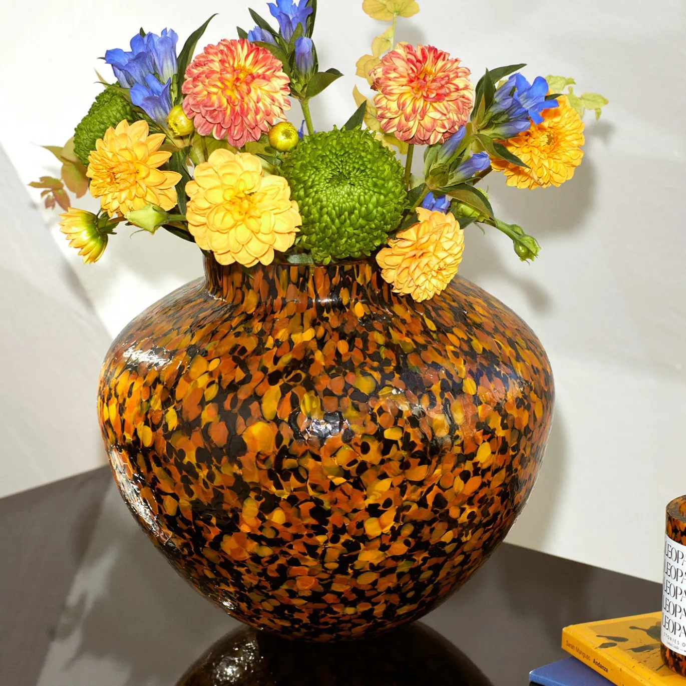 Vaso Grande in Vetro di Murano Leopardo Olla