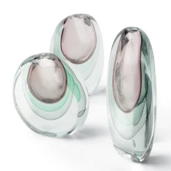 Vaso grande in vetro soffiato Essence Amethyst, verde e grigio