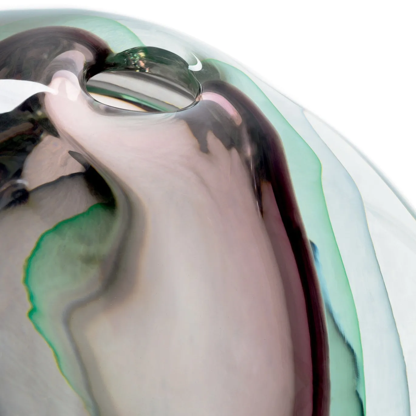 Vaso grande in vetro soffiato Essence Amethyst, verde e grigio