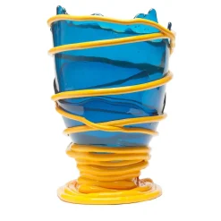 Vaso grande Pompitu II giallo e blu di Gaetano Pesce