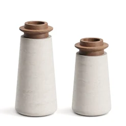 Vaso grande Tivoli in travertino e noce di Ivan Colominas