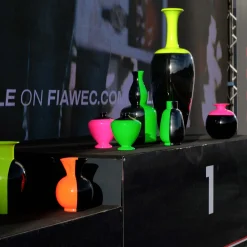 Vaso Grip Cromatico in ceramica verde fluo e nero intenso