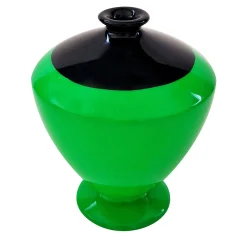 Vaso Grip Cromatico in ceramica verde fluo e nero intenso