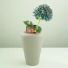 Vaso in Ceramica a Collo Corto Bianco Riflesso Lipari