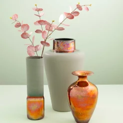 Vaso in Ceramica a Collo Corto Bianco Riflesso Lipari