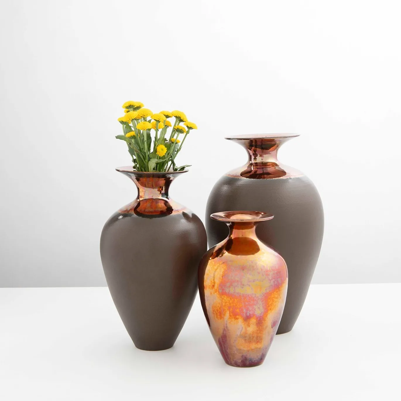 Vaso in Ceramica a Collo Lungo Grande Riflesso Stromboli
