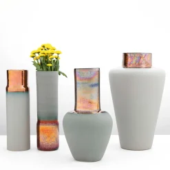 Vaso in Ceramica a Collo Lungo Riflesso Ischia