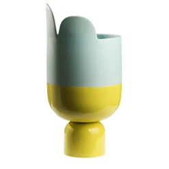 Vaso in Ceramica Acquamarina e Gialla Petali di Luca Binaglia