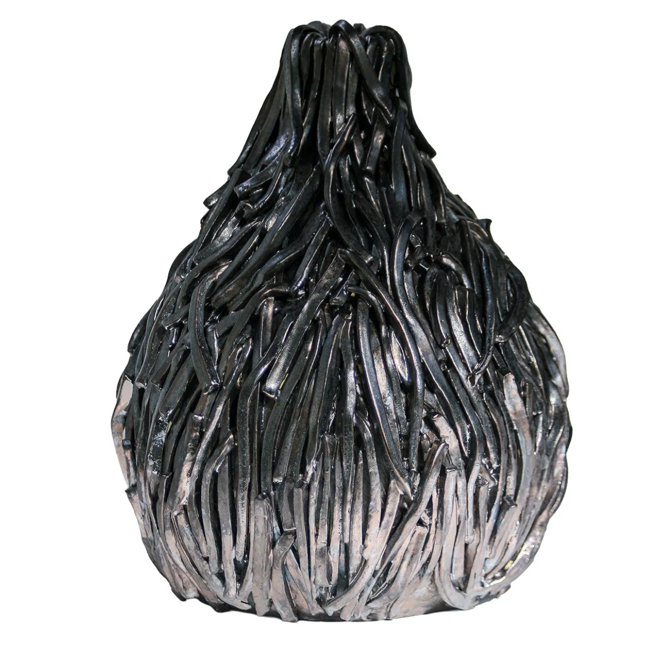 Vaso in ceramica a mosaico in argento-bronzo Serpentine