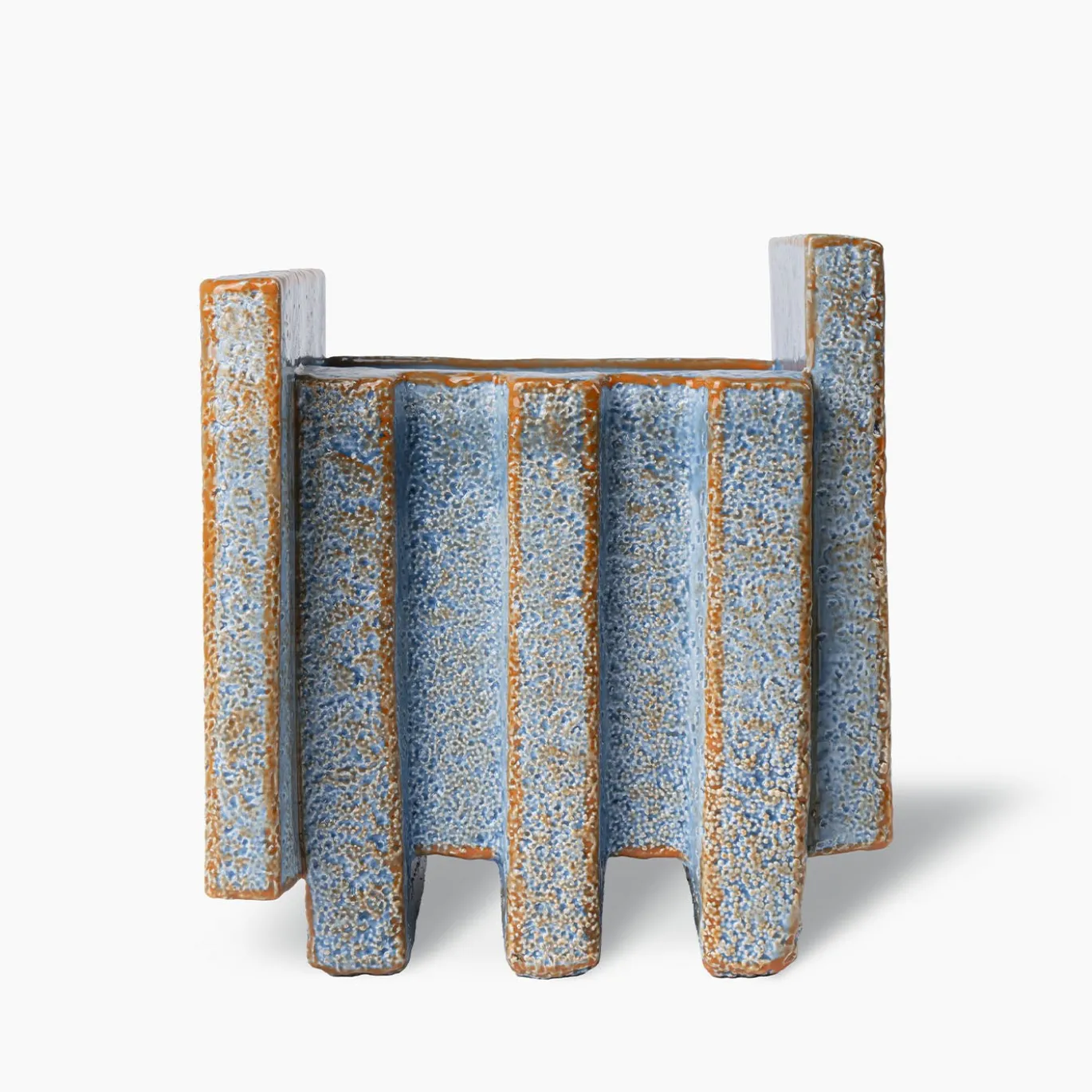 Vaso in ceramica azzurro e arancione Merlate N. 1 di P. Urquiola
