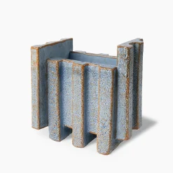 Vaso in ceramica azzurro e arancione Merlate N. 1 di P. Urquiola