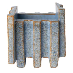 Vaso in ceramica azzurro e arancione Merlate N. 1 di P. Urquiola