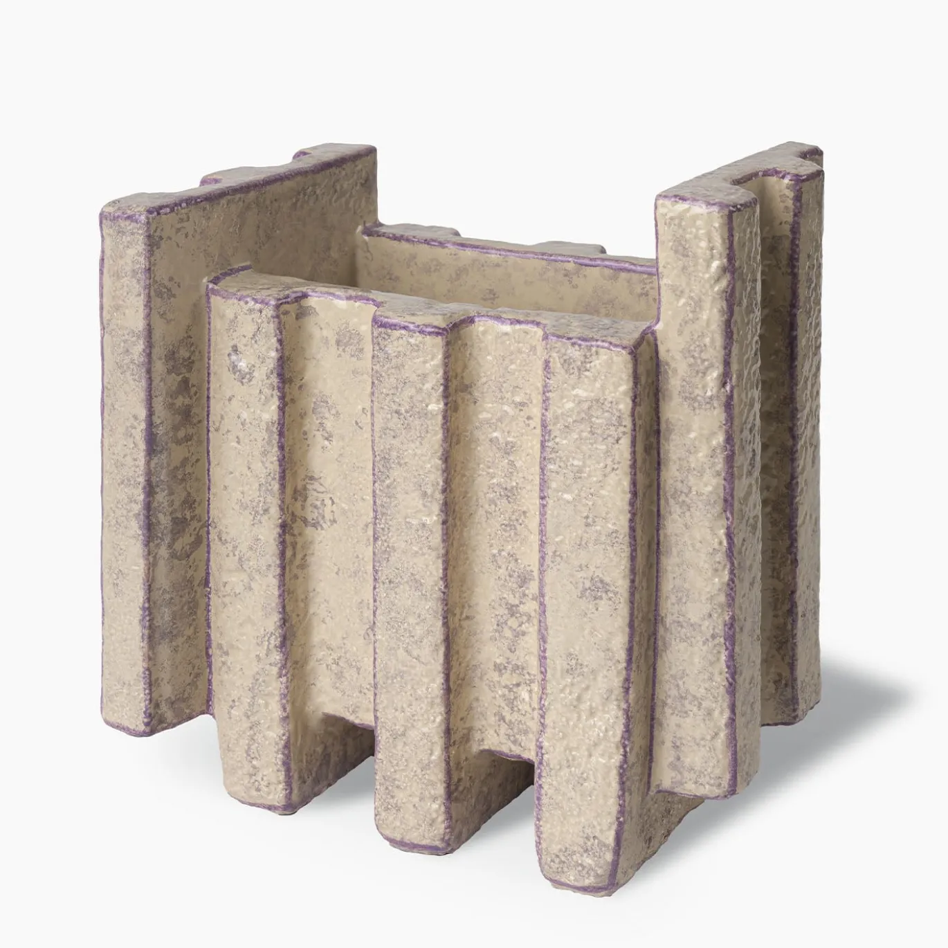 Vaso in ceramica beige e viola Merlate N. 1 di P. Urquiola