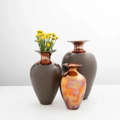 Vaso in Ceramica Bronzo Piccolo Riflesso Pantelleria