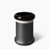 Vaso in ceramica cilindrico grigio e nero di Ettore Sottsass