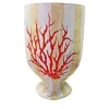 Vaso in Ceramica con Base a Righe Corallo Anemone