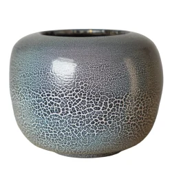 Vaso in ceramica con finitura effetto cobblestone e interno in foglia oro della Small Collection