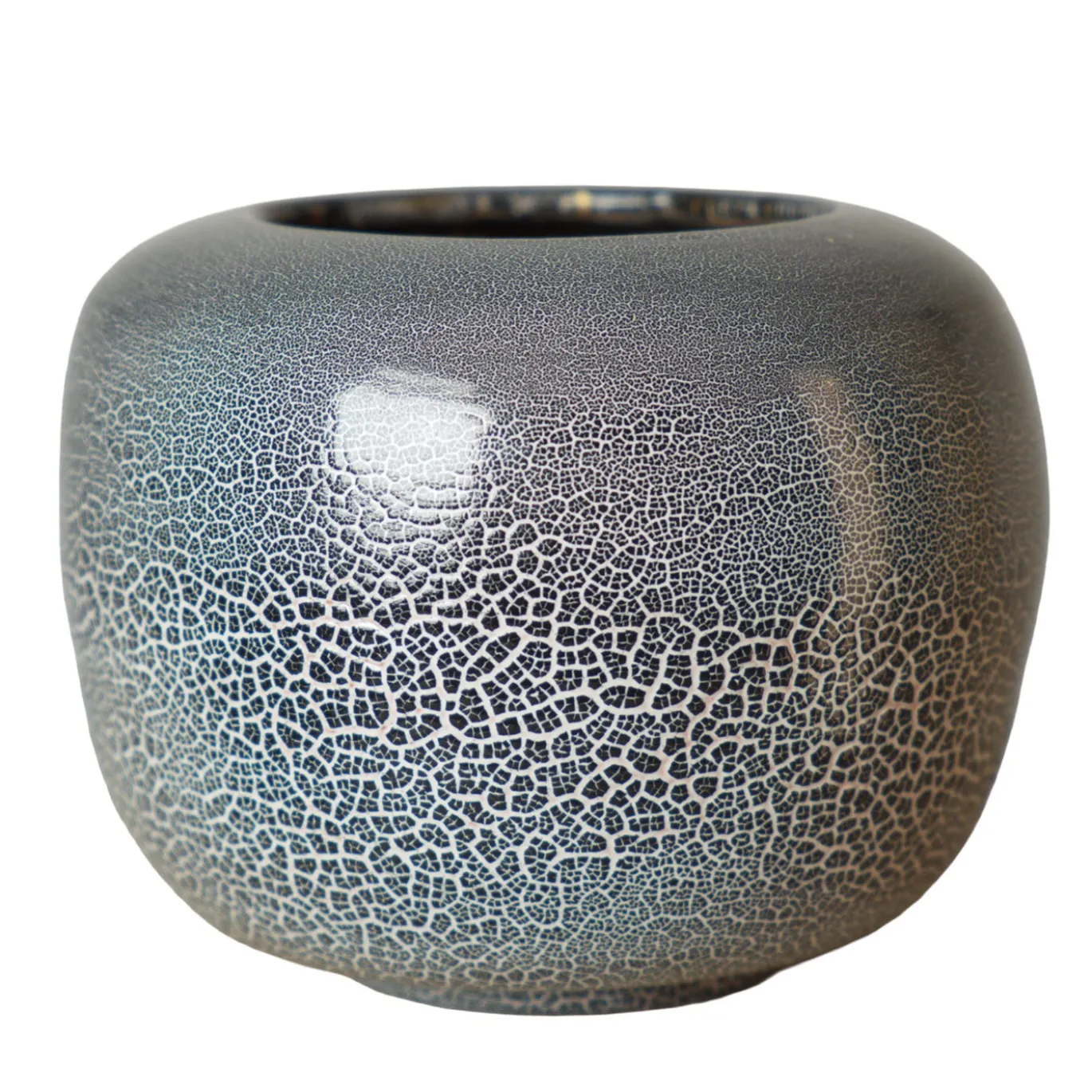 Vaso in ceramica con finitura effetto cobblestone e interno in foglia oro della Small Collection