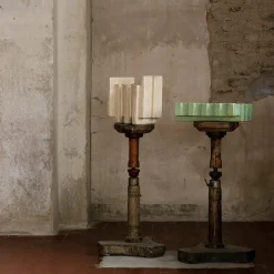 Vaso in ceramica giallo e verde menta Merlate Bolo N. 4 di P. Urquiola