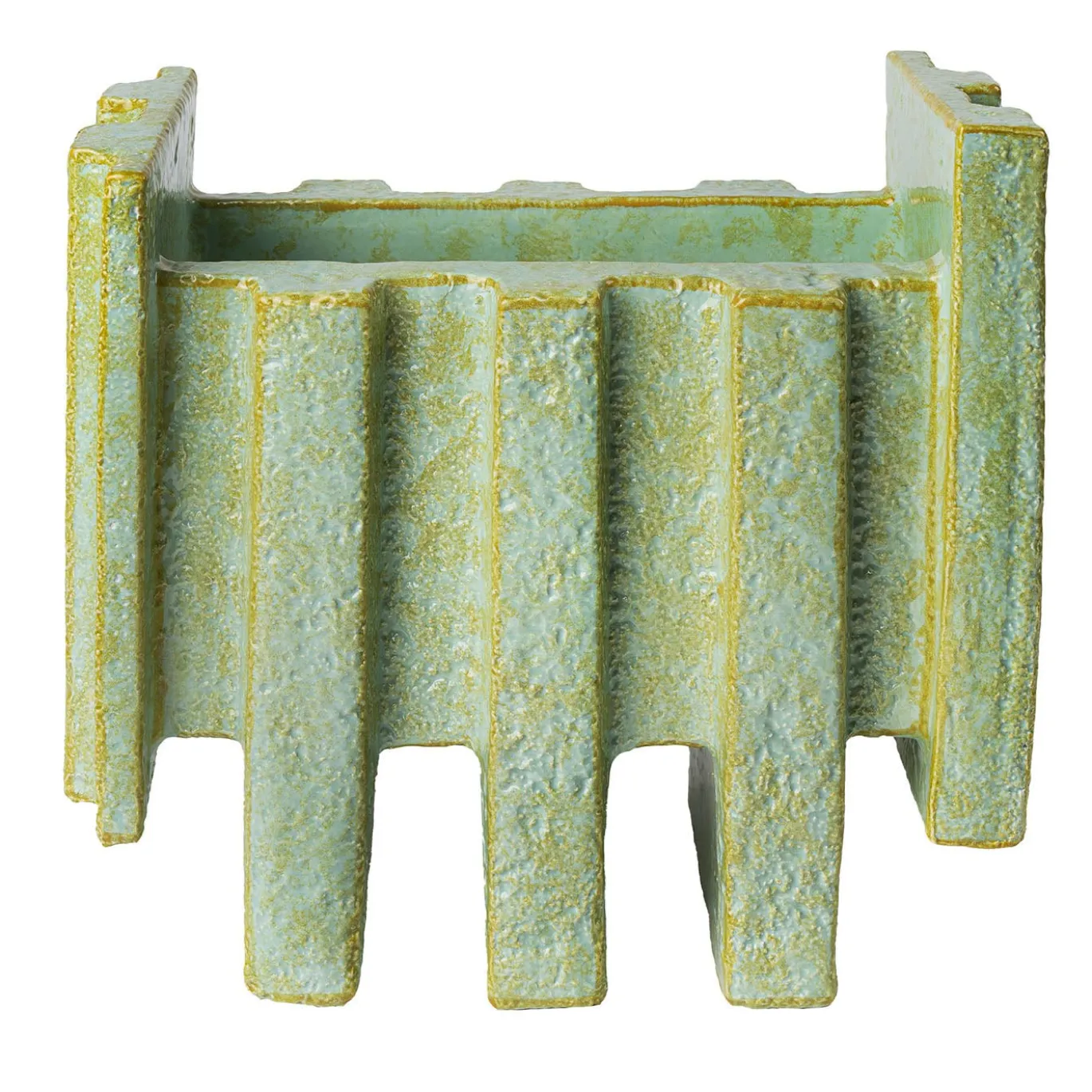 Vaso in ceramica giallo e verde menta Merlate N. 2 di P. Urquiola