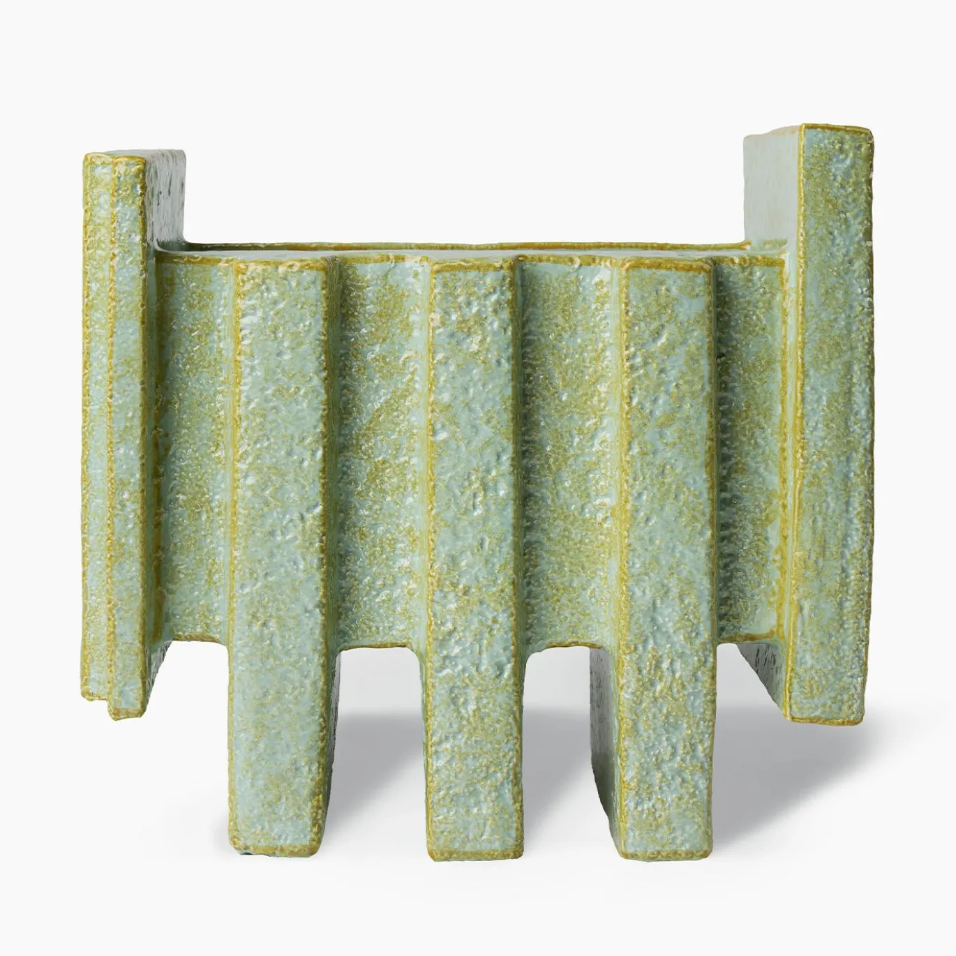 Vaso in ceramica giallo e verde menta Merlate N. 2 di P. Urquiola