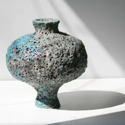 Vaso in ceramica Hydria blu e grigio
