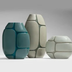 Vaso in ceramica Lagune 3 grigio lucido e pietra