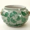 Vaso In Ceramica Lucertole Con Ginkgo